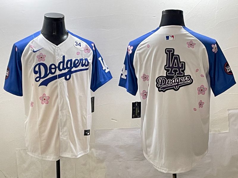 Men Los Angeles Dodgers Blank White Blue Sakura Edition 2025 Nike MLB Jersey style 22->los angeles dodgers->MLB Jersey
